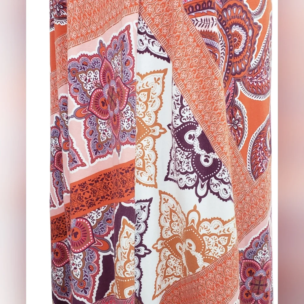 Garnet Hill Boho Paisley Maxi Dress Surplice Neck Scarf Print Sz M Festival - Picture 8 of 9